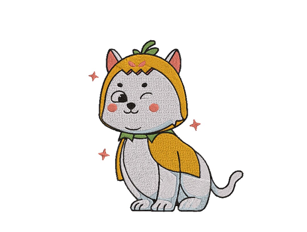 Cute Cat Machine Embroidery Design, Cat Embroidery Design, Animal ...