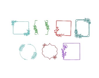 Maschinenstickerei, Form Stickdatei, Rahmen für Monogramm, Rahmenset, Rahmendesign Maschinenstickerei, Blumenrahmen Stickerei, 6 Größen