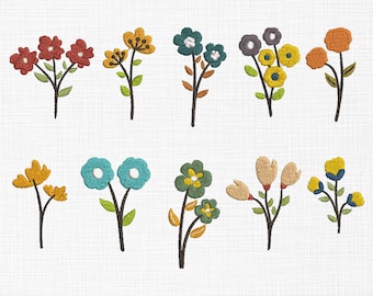 Floral Embroidery Design Bundle, 5 Sizes (Digital Download)