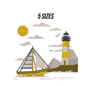 Sea Lighthouse and Boat on Sunset Embroidery Design, Sun Embroidery, Nature  Scene Machine Embroidery, Ocean Embroidery, Beach, 5 Sizes