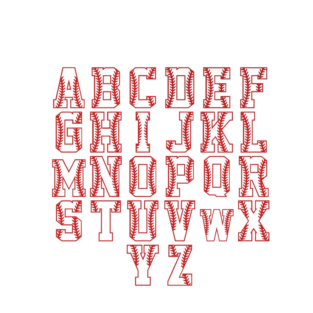 Baseball Ribbon Lettering Baseball Letter Embroidery Design, Alphabet Baseball Line Art ...