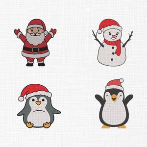 Christmas Bundle Embroidery Design, Santa, Snowman, Penguin Embroidery Design Machine Embroidery 5 Sizes Download