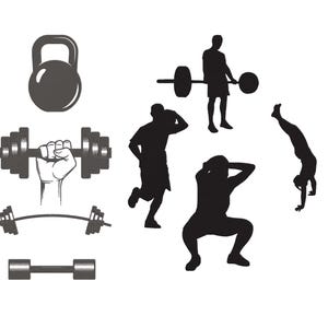 Gym Embroider Design, Weightlifting Embroidery, Barbell Dumbbell, Fitness Embroidery, Body Builder Embroidery Muscle Strength Design 5 Sizes