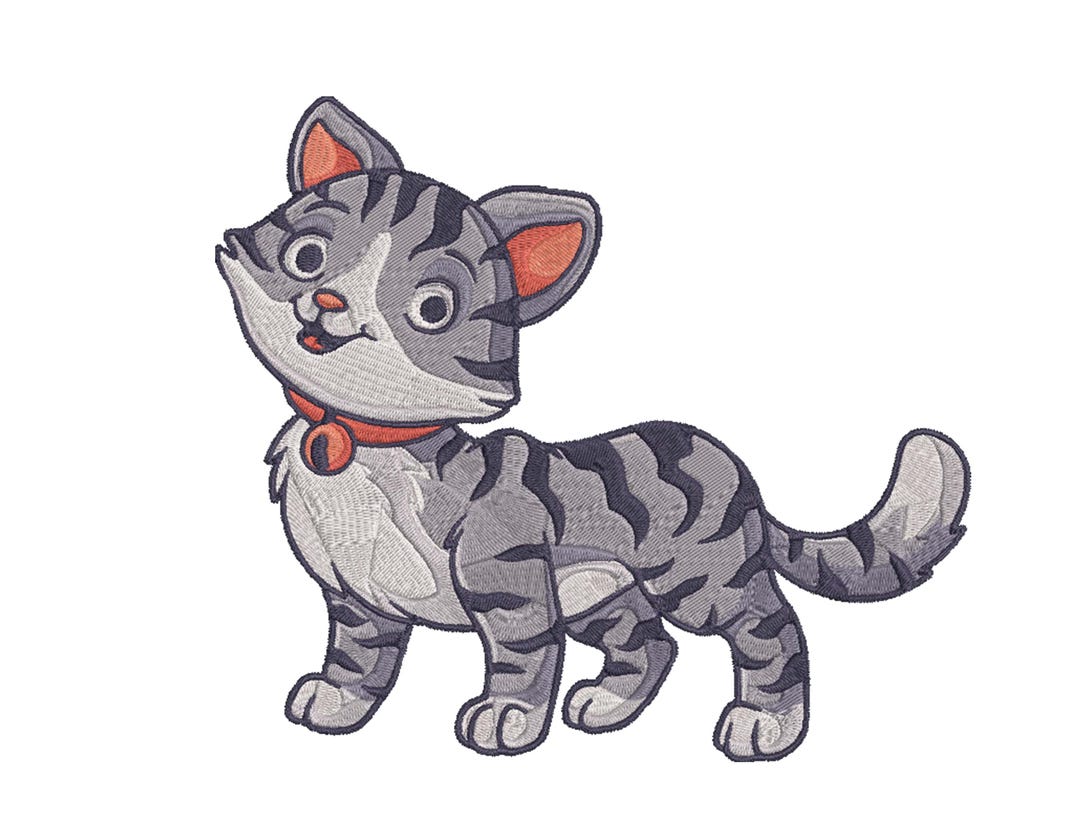 Cute Cat Machine Embroidery Design, Cute Tabby Cat Embroidery Files ...