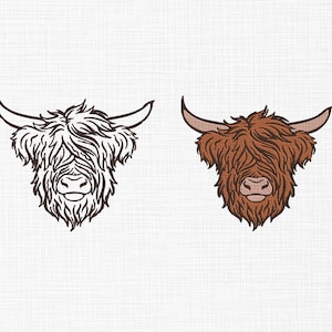 Highland Cow Embroidery Design Cow Head Embroidery Design Animals Embroidery Design Machine Embroidery 5 Sizes Digital Download