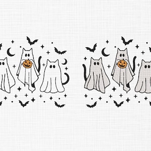 Ghost Cat with Bats Embroidery Design, Cat Halloween Embroidery Design Halloween ghost embroidery  Halloween Bat Machine Embroidery 5 sizes