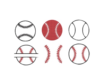 Baseball Embroidery, Baseball filled stitch, Mini Baseball, Baseball ball Embroidery, Sport Embroidery, Baseball split Embroidery, 6 Sizes