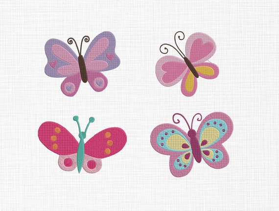 Little Butterflies Bundle Embroidery Design Cute Butterfly Embroidery Design Kids Machine Embroidery 6 Sizes Digital Download