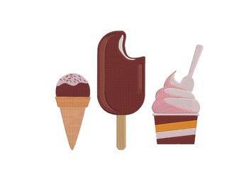 Ice Cream Bundle Embroidery Design, Dessert Ice Cream Embroidery Design, Ice Cream Machine Embroidery Design, 5 Sizes