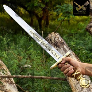 Handmade Sword of Merlin Excalibur ,Knight Templar sword; Viking sword from the Middle Ages Wedding Anniversary Gift for Husband Groomsmen