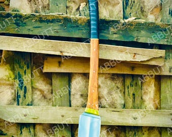 Handgesmeed bladspeer: 8" mes, palissander handvat, leren schede