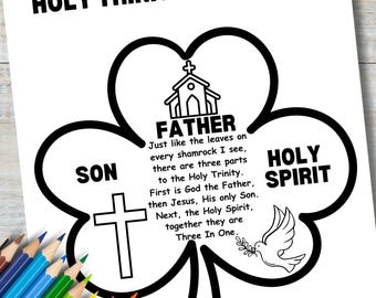 St. Patricks Day Craft Holy Trinity, Holy Trinity Activity, Shamrock Holy Trinity, Christian Jesus Religious Crafts and Activities for Kids