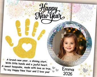 New Years Handprint Craft, 2026 Handprint Art Poem, Kindergarten Preschool PreK Daycare School New Years Crafts Activity New Years Printable