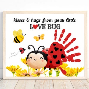 Valentine&#39;s Day Handprint Art, Lovebug Valentines Crafts for Kids, Valentine Printables, Toddler Kids Preschool Daycare Valentines Day Craft
