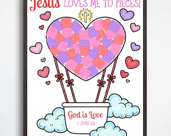 Jesus Loves Me To Pieces Valentine's Day Bible Craft, Sunday School Lesson Daycare Preschool Kindergarten Valentines Day Christian Activity