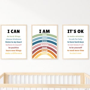 Affirmations pour enfants, affirmations pour enfants, affirmations pour enfants, affirmations positives pour enfants, art mural affirmation, affiche de salle de jeux, décoration de salle de classe de garderie