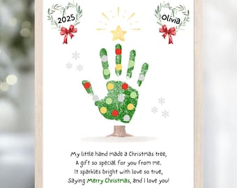 Christmas Handprint Art, Christmas Craft Gift Printable, DIY Christmas Gift for Parents, Xmas Kids Crafts, Daycare Christmas Craft Activity
