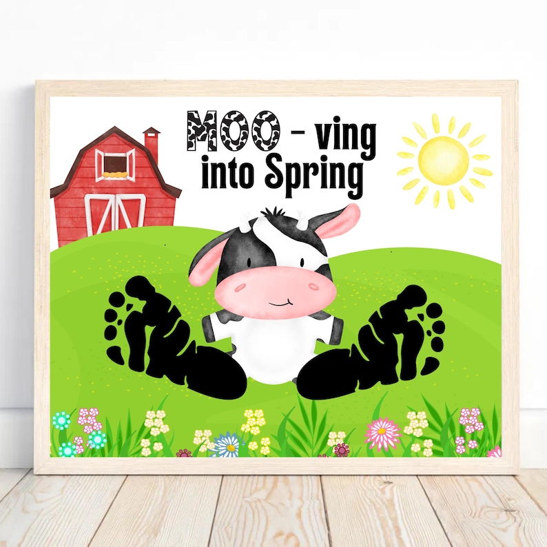 Making A Spring Cow Spring Footprint Art, Spring Handprint Art, Spring Handprint Craft ...