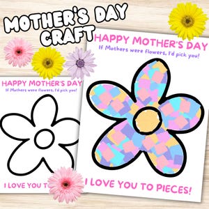 Manualidades florales para el Día de la Madre, actividad para el Día de la Madre, manualidad para el Día de la Madre en guarderías, preescolares y aulas de jardín de infantes, regalo imprimible para el Día de la Madre para niños.