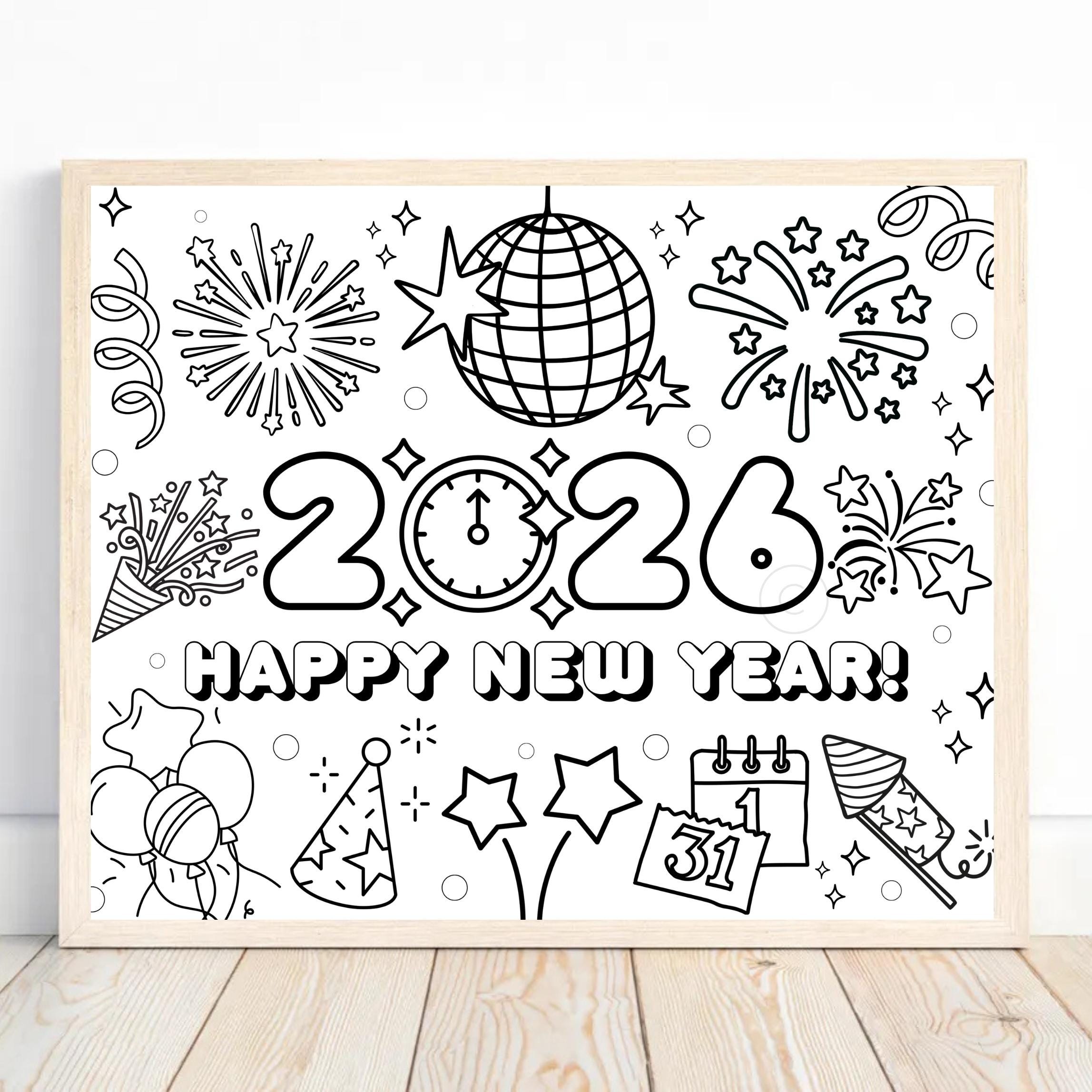 New Years Coloring Page, 2026 New Years Coloring Page, New Years…