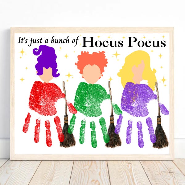 Hocus Pocus Handprint Art Craft, Fall Crafts, Halloween Crafts, It's Just a Bunch of Hocus Pocus, Kids Baby Toddler Fall Handprint Printable