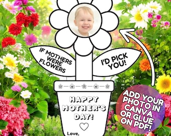 Mothers Day Crafts, Mothers Day Flower Craft to Print, Mothers Day Photo Craft, Kids Crafts Mothers Day, Mothers Day Gift Classroom Daycare