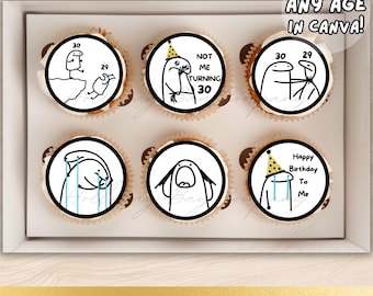 Meme Birthday, Funny Cupcake Toppers, Birthday Decor, Meme Cake Cupcake Topper, Funny Birthday Party Decor, Meme Birthday, EDITABLE ANY AGE