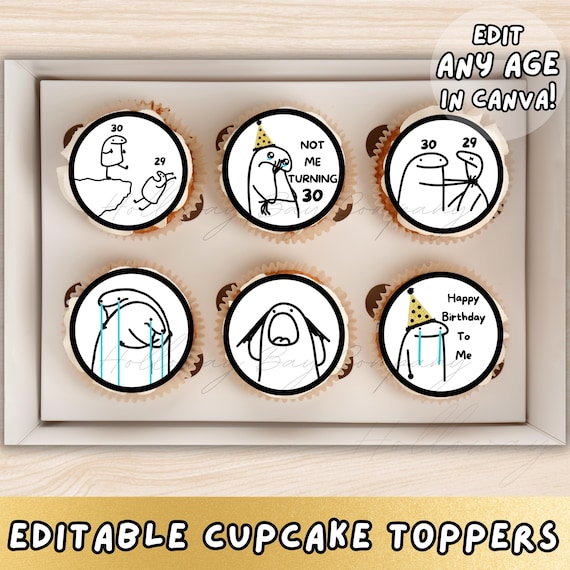 Meme Birthday, Funny Cupcake Toppers, Birthday Decor, Meme Cake Cupcake Topper, Funny Birthday Party Decor, Meme Birthday, EDITABLE ANY AGE