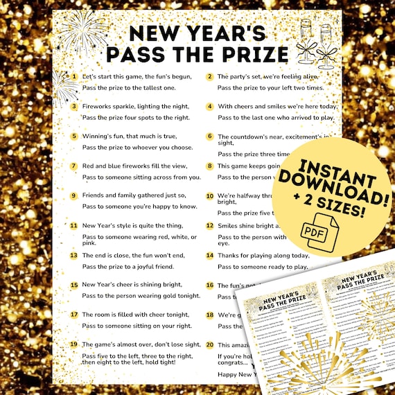 New Years Eve Game, New Year's Pass the Prize Game, Printable New Years Decor, New Years Games, Adult New Years Eve Party Game Activity 2026