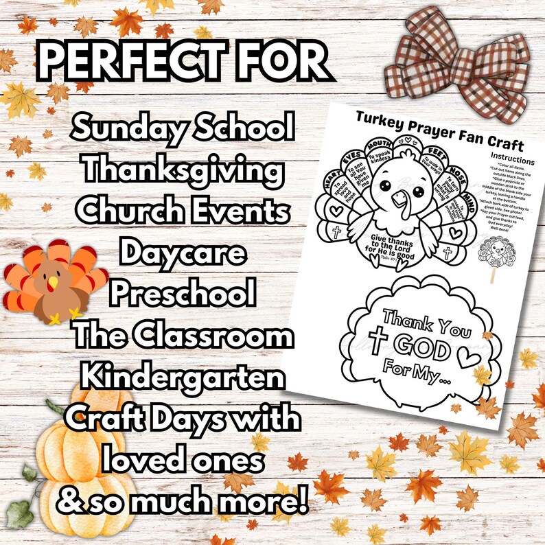 Turkey Prayer Fan Fall Crafts for Kids, Sunday School Lesson ...