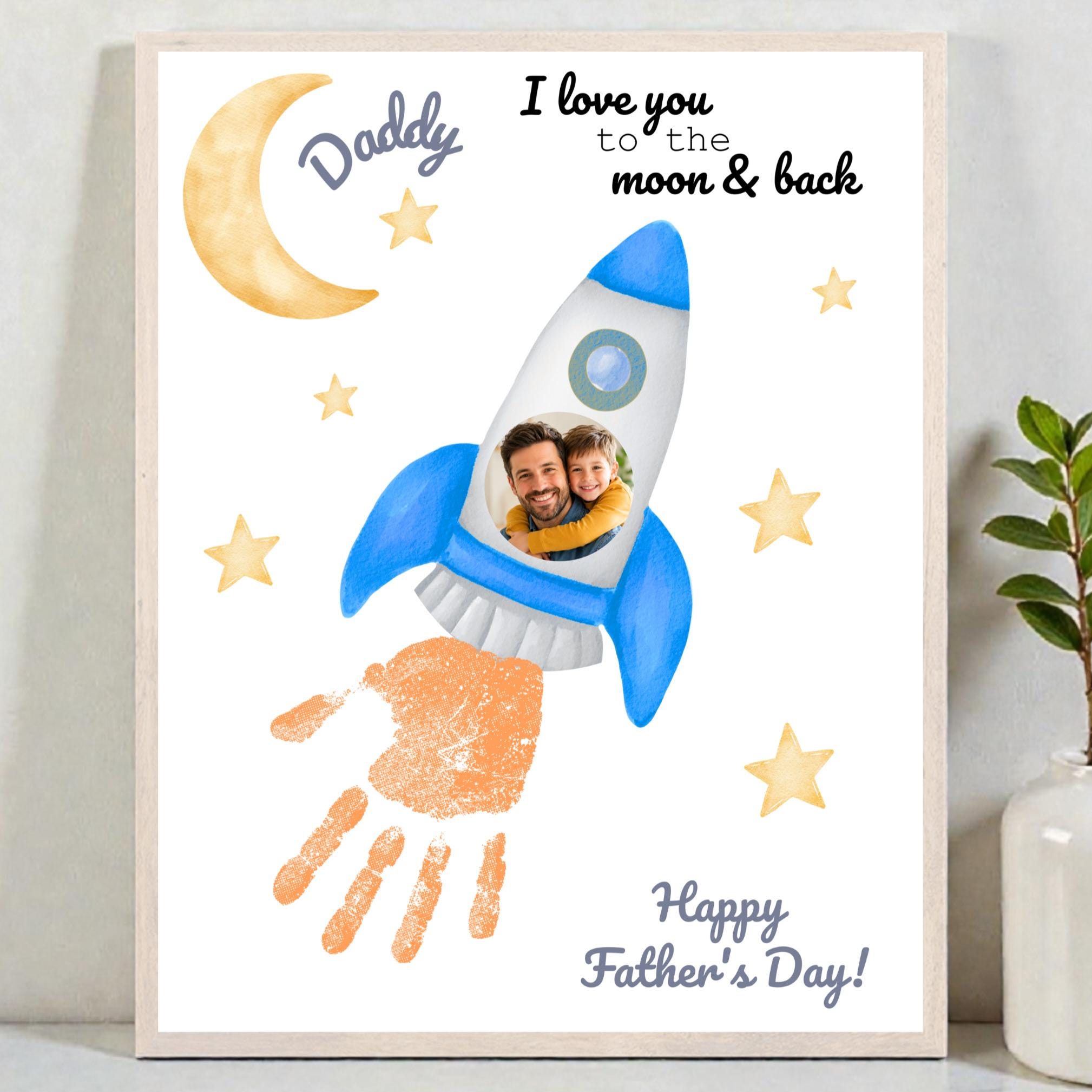 Fathers Day Handprint Craft Printable, Dad Photo Keepsake Handprint…