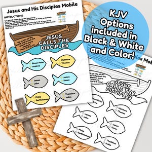 JESUS Calls The Disciples Mobile Hanging Craft, Kids Sunday School Printable, Bible Crafts for Kids, Christian Crafts, Sunday School Crafts image 2