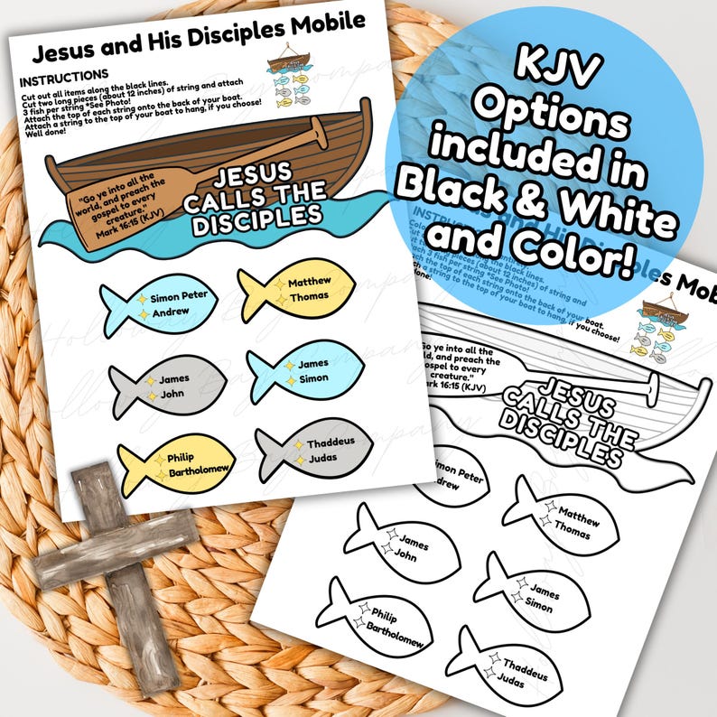 JESUS Calls The Disciples Mobile Hanging Craft, Kids Sunday School Printable, Bible Crafts for Kids, Christian Crafts, Sunday School Crafts image 2