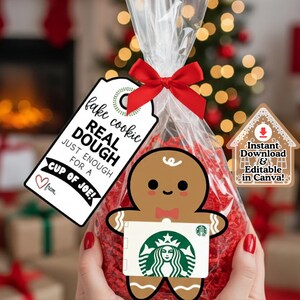 Christmas Tags, Christmas Gift Card Holder, Coffee Gift Card Holder, DIY Gifts, Editable Tags, Staff Teacher Gift Card, Christmas Printables image 4