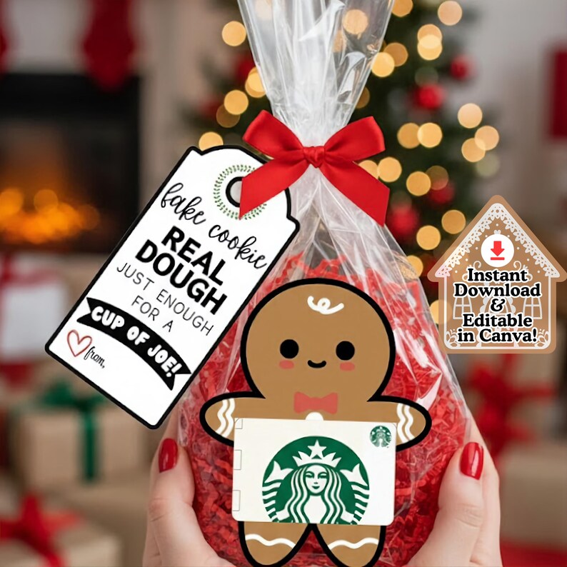 Christmas Tags, Christmas Gift Card Holder, Coffee Gift Card Holder, DIY Gifts, Editable Tags, Staff Teacher Gift Card, Christmas Printables image 4