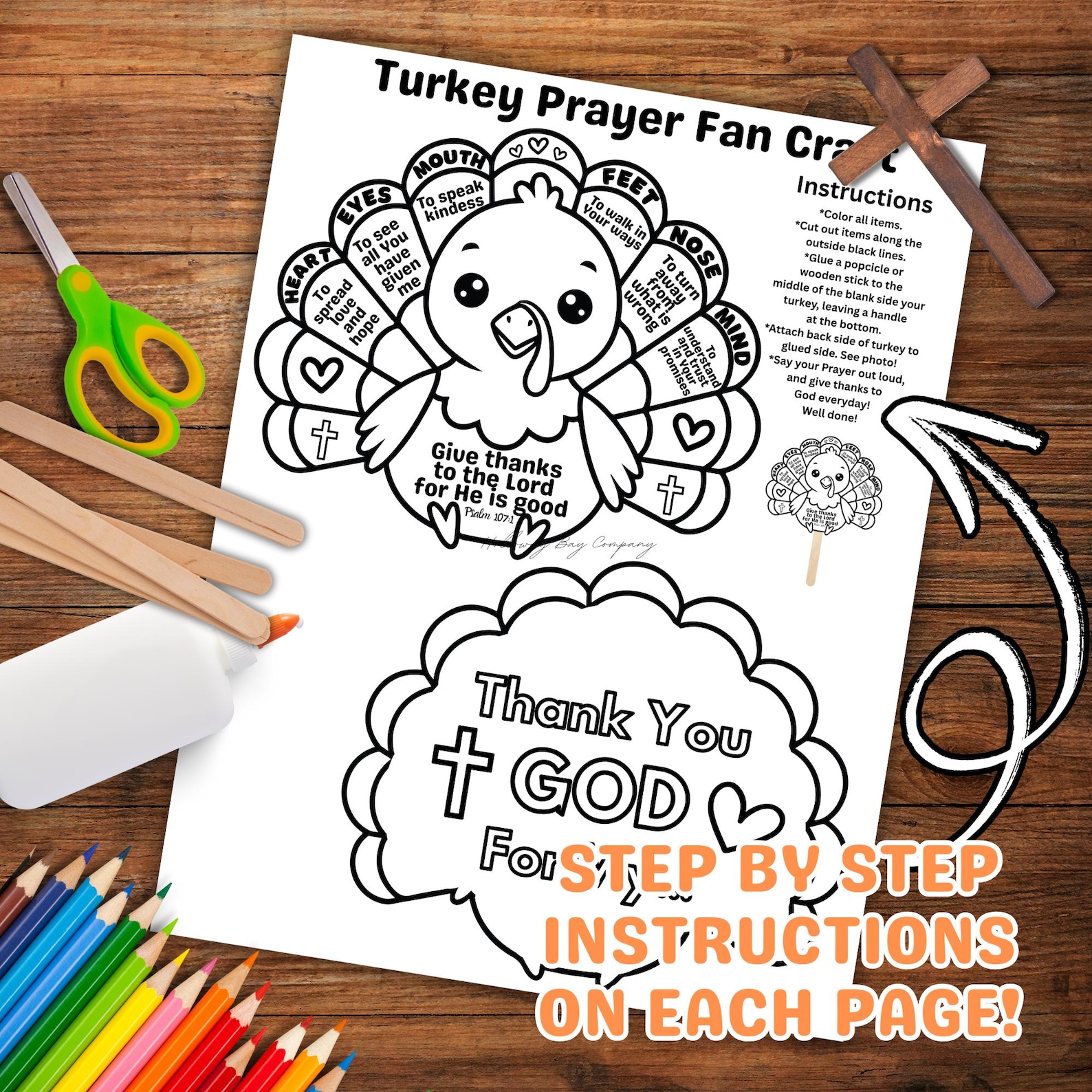 Turkey Prayer Fan Fall Crafts for Kids, Sunday School Lesson ...