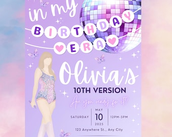 Taylor Birthday Invitation, In My Birthday Era, Taylor Invite, Era Party, Taylor Birthday Party, TS Invite, Editable Digital Printable