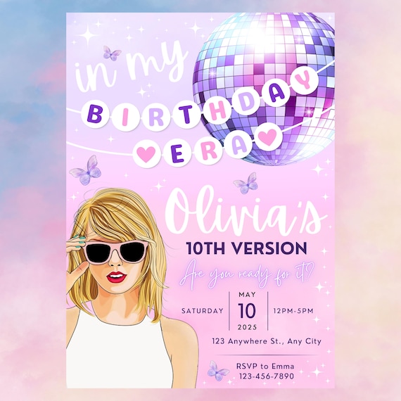 In My Birthday Era, Era Party, Taylor Birthday Invite, Taylor Birthday Decor, TS Birthday Party Invite, Editable Digital Printable