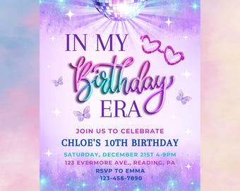 Taylor Birthday Invitation, In My Birthday Era, Era Party, Taylor Birthday Decor, TS Birthday Party Invite, Editable Digital Printable