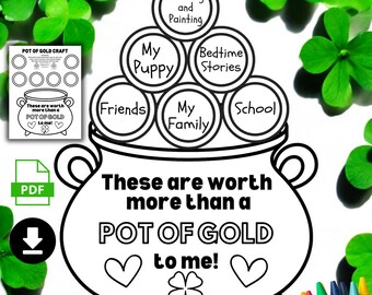 St. Patricks Day Crafts, St. Patricks Day Activities, St. Patricks Day Printables, Kids Toddlers School Daycare Crafts, Pot of Gold Craft