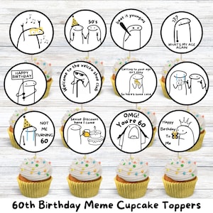 60er Geburtstag Dekorationen, Lustiger 60er Kuchen Cupcake Topper, 60er Cupcake Topper, Meme Geburtstag, 60er Geburtstagsparty, 60er Geburtstag Dekor
