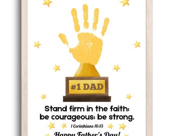 Fathers Day Handprint Craft, Fathers Day Craft, Fathers Day Handprint Art, Sunday School Christian Printable, Christian Crafts, Dad Trophy