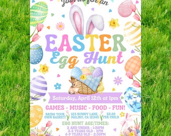 Easter Egg Hunt Invitation, Easter Invite, Easter Party Invite, Easter Bunny Invitation, Easter Invitation, Easter Printable Editable Invite