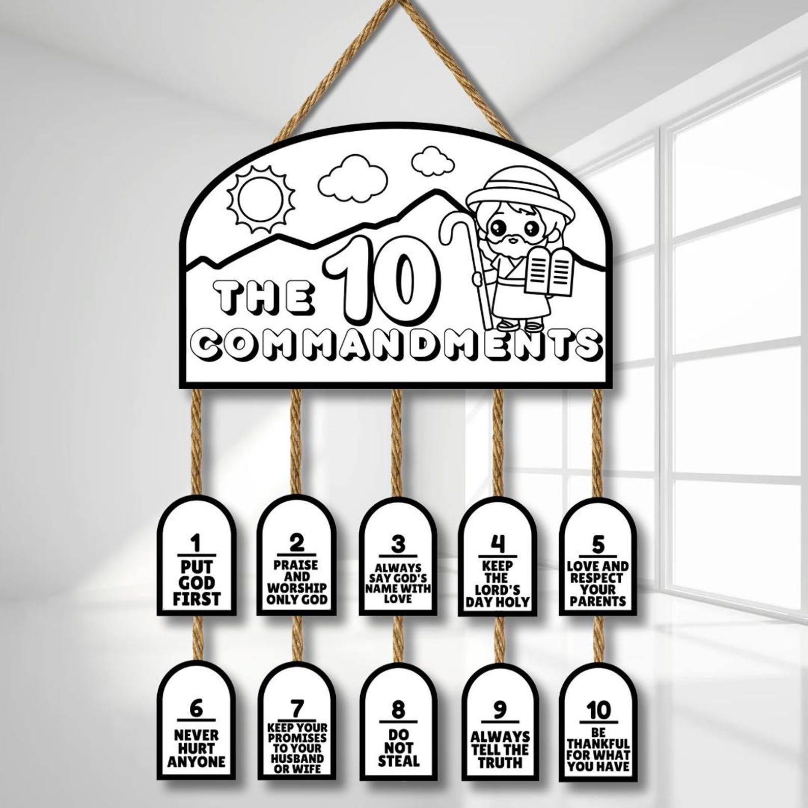 10 COMMANDMENTS Bible Craft for Kids, Sunday School Printables, Kids ...