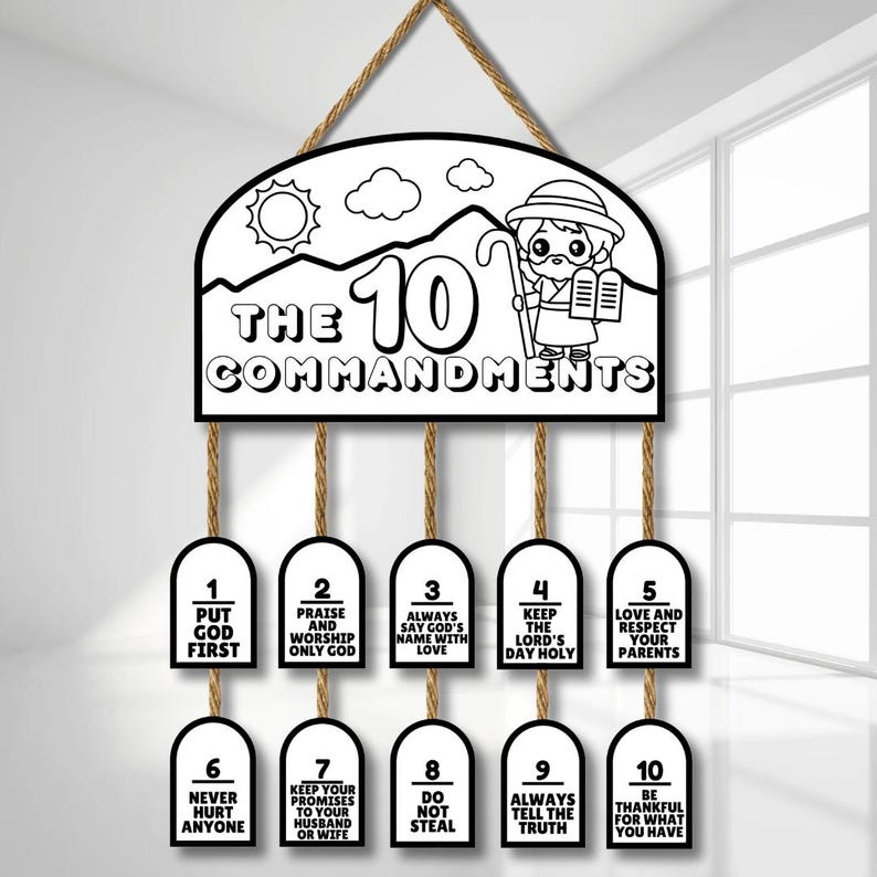 10 COMMANDMENTS Bible Craft for Kids, Sunday School Printables, Kids ...