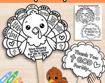 Turkey Prayer Fan Fall Crafts for Kids, Sunday School Lesson, Thanksgiving Bible Crafts for Kids Thanksgiving Christian Sunday School Crafts
