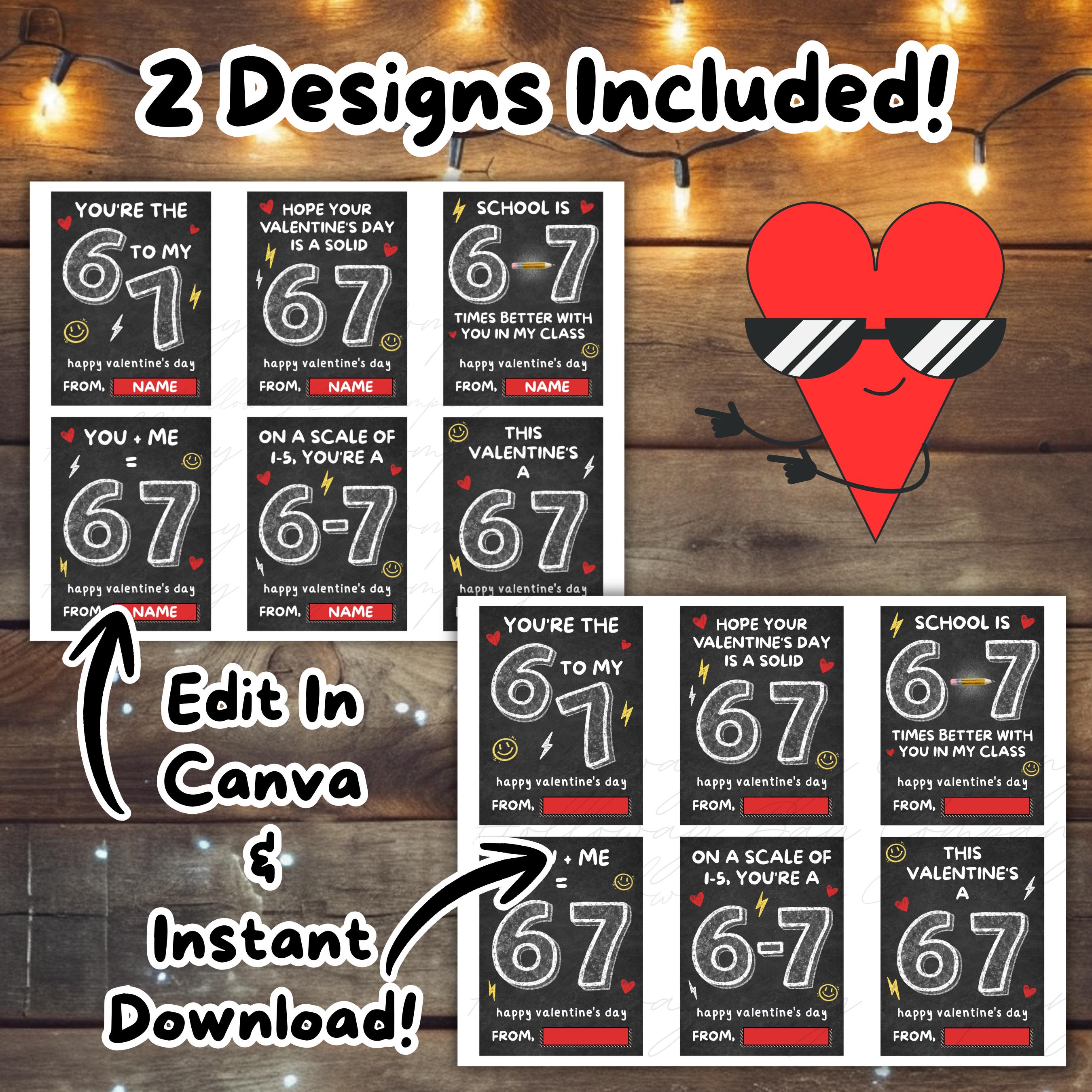 67 Valentine's Day Cards 6-7 Valentines for Kids Tweens Teens Classroom ...