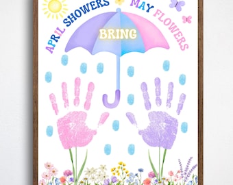 Spring Handprint Art, Springtime Crafts, Kids Spring Crafts, Spring Crafts for Kids Toddlers Daycare Kindergarten, Spring Flowers Handprint