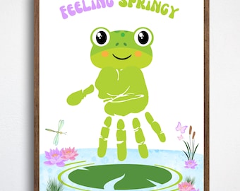 Spring Handprint, Spring Handprint Craft, Kids Spring Craft Activity, Spring Handprint Art, Spring Craft Printable, Feeling Springy Craft