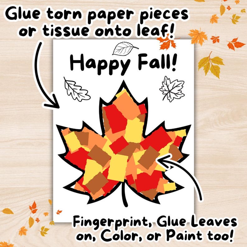 Fall Crafts Worksheet Easy Fall Crafts for Kids, Happy Fall Hello Fall Activity, Daycare ...